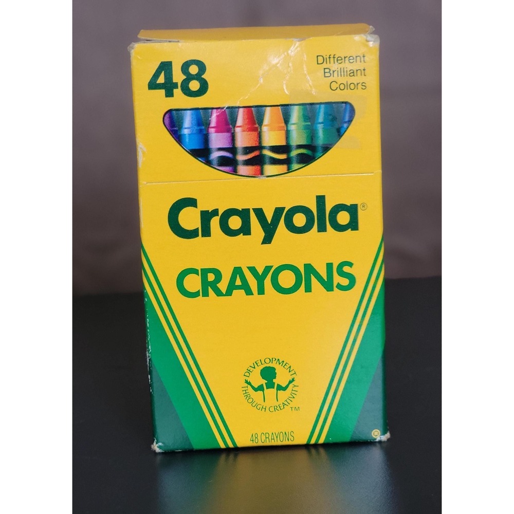 Vintage 48 Crayola Crayons Box from 1988, Unused and Contains Retired Colors.